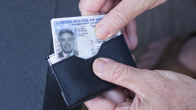 Sample United States passport card showing a picture of the owner and other identifying details.